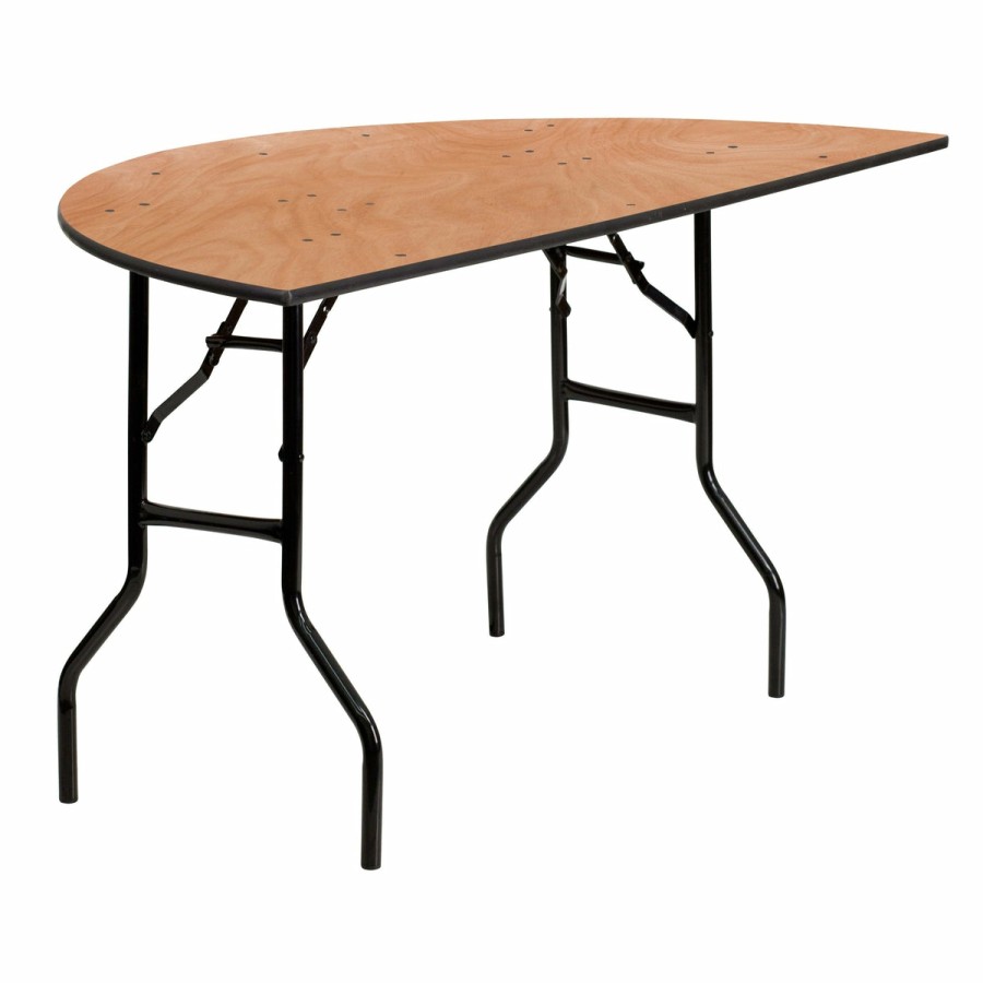 Folding & Event FLASH Wood Folding Tables | 5-Foot Half-Round Wood Folding Banquet Table