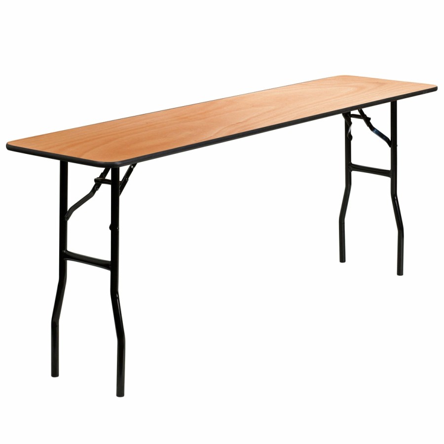 Folding & Event FLASH Wood Folding Tables | 6-Foot Rectangular Wood Folding Training / Seminar Table With Smooth Clear Coated Finished Top