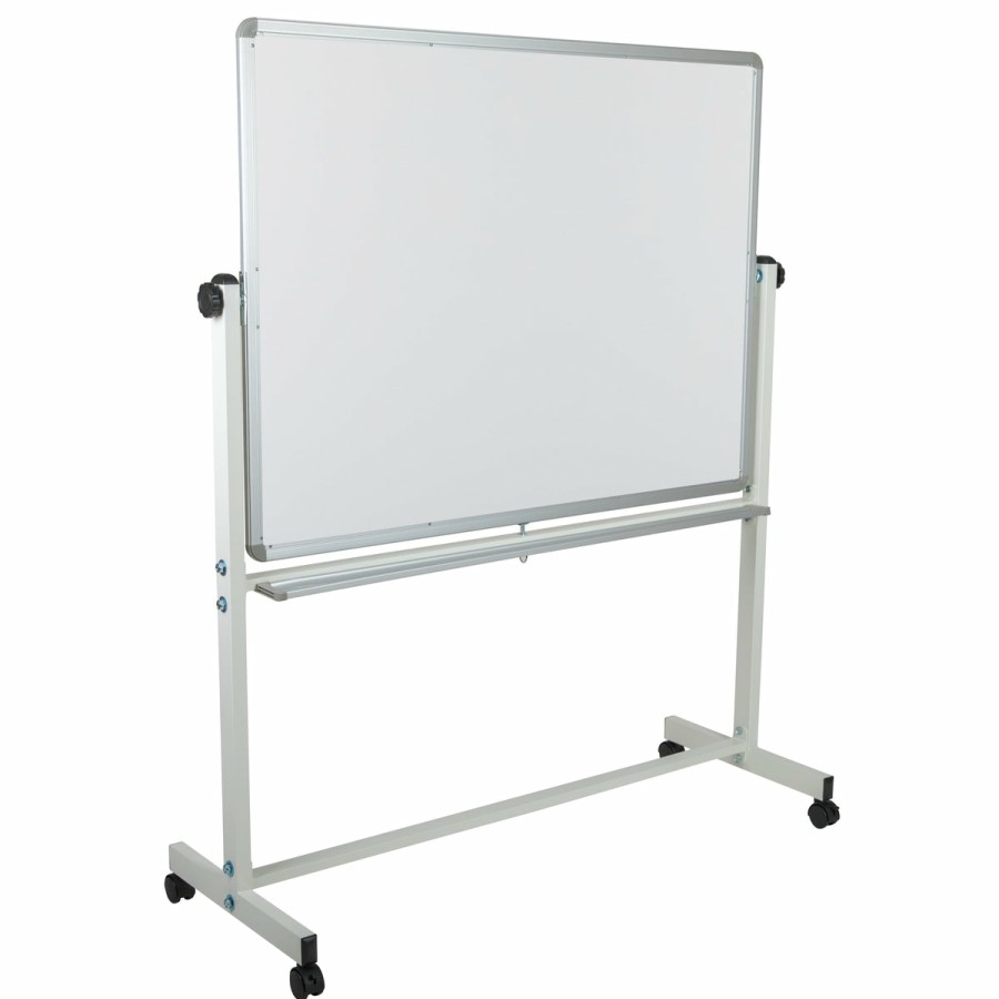 Classroom FLASH Cork & Marker Boards | Hercules Series Double-Sided Mobile White Board Stand With Pen Tray