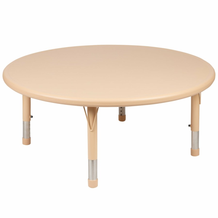 Classroom FLASH Round Tables | 45" Round Plastic Height Adjustable Activity Table