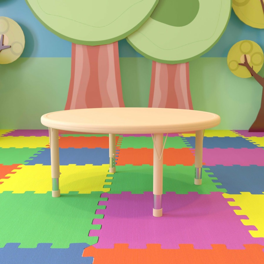 Classroom FLASH Round Tables | 45" Round Plastic Height Adjustable Activity Table