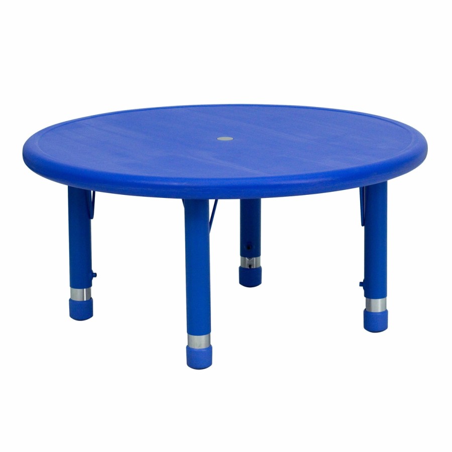 Classroom FLASH Round Tables | 33" Round Plastic Height Adjustable Activity Table