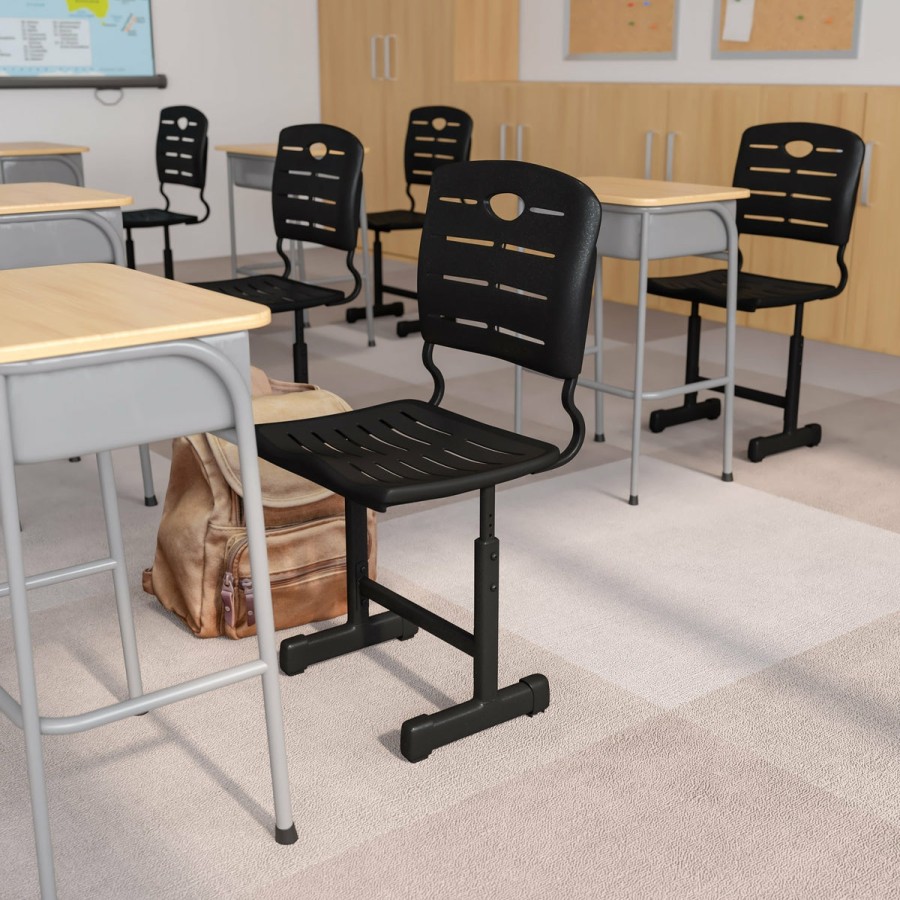 Classroom FLASH Plastic Stack & Student Chairs | Adjustable Height Student Chair With Pedestal Frame