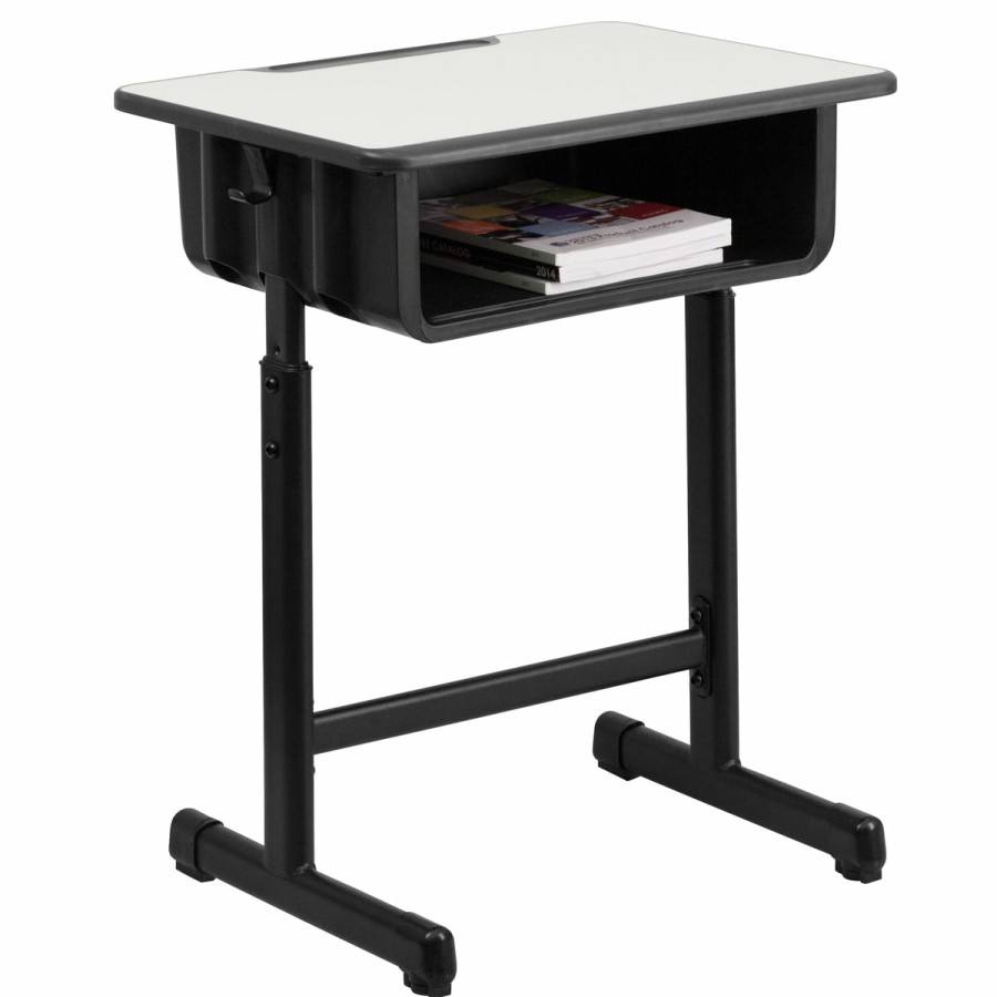 Classroom FLASH Desks & Study Carrels | Student Desk With Top And Adjustable Height Pedestal Frame