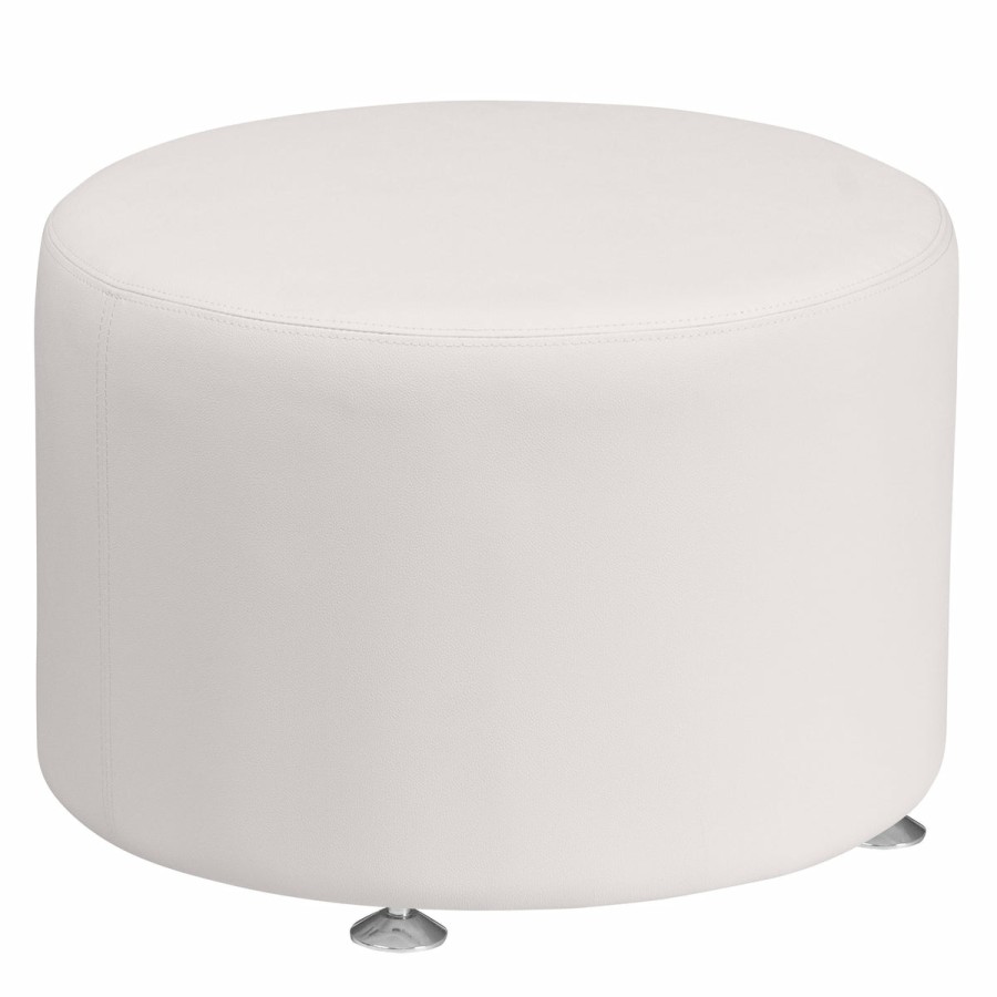 Office & Reception FLASH Modular Reception Ottomans | Hercules Alon Series Leathersoft 24'' Round Ottoman