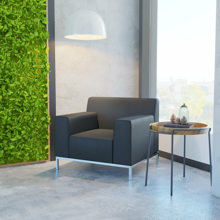 Office & Reception FLASH Reception Chairs | Hercules Definity Series Contemporary Leathersoft Chair With Line Stitching And Integrated Stainless Steel Frame