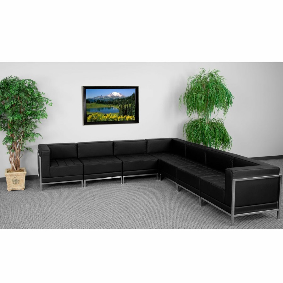 Office & Reception FLASH Modular Reception Sets | Hercules Imagination Series Leathersoft Sectional Configuration, 7 Pieces