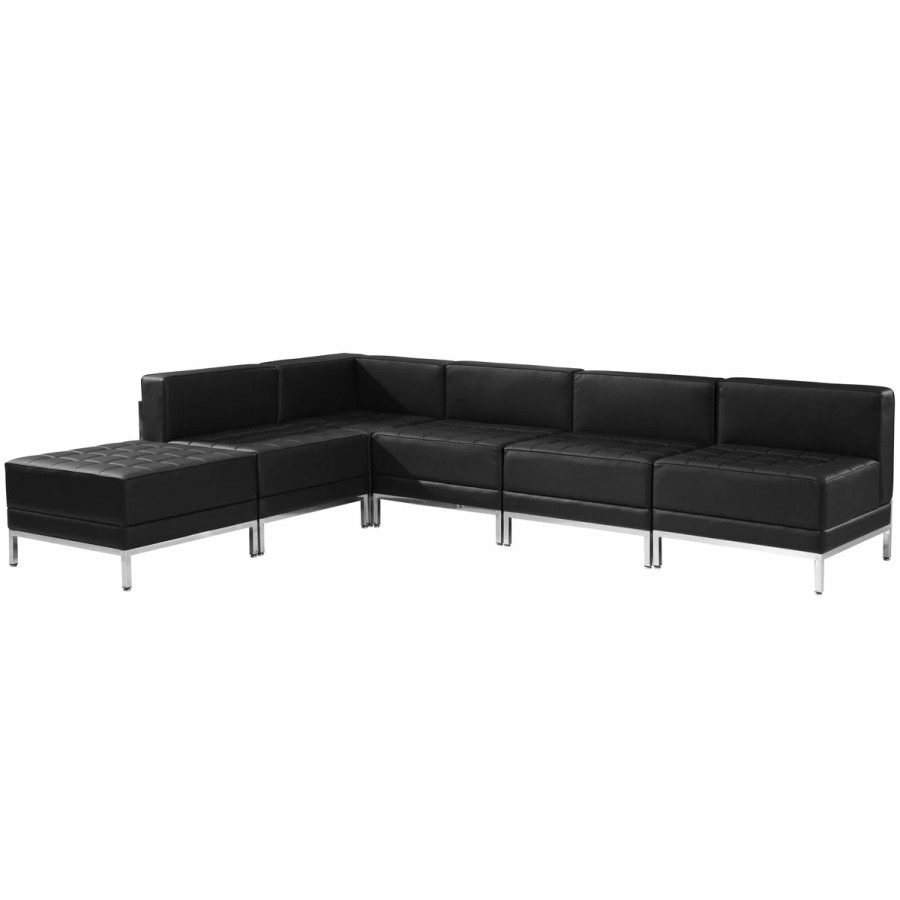 Office & Reception FLASH Modular Reception Sets | Hercules Imagination Series Leathersoft Sectional Configuration, 6 Pieces