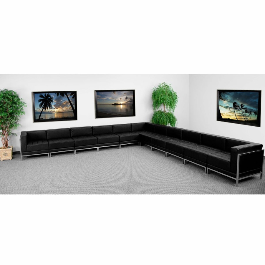 Office & Reception FLASH Modular Reception Sets | Hercules Imagination Series Leathersoft Sectional Configuration, 11 Pieces