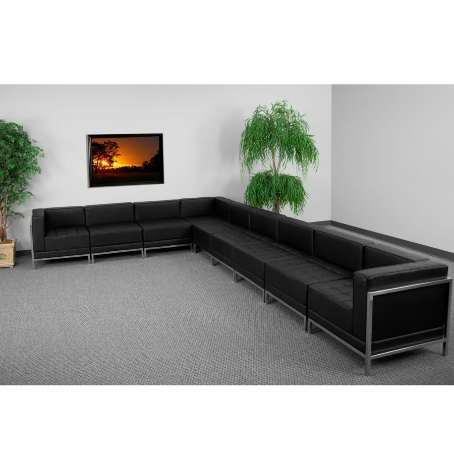 Office & Reception FLASH Modular Reception Sets | Hercules Imagination Series Leathersoft Sectional Configuration, 9 Pieces