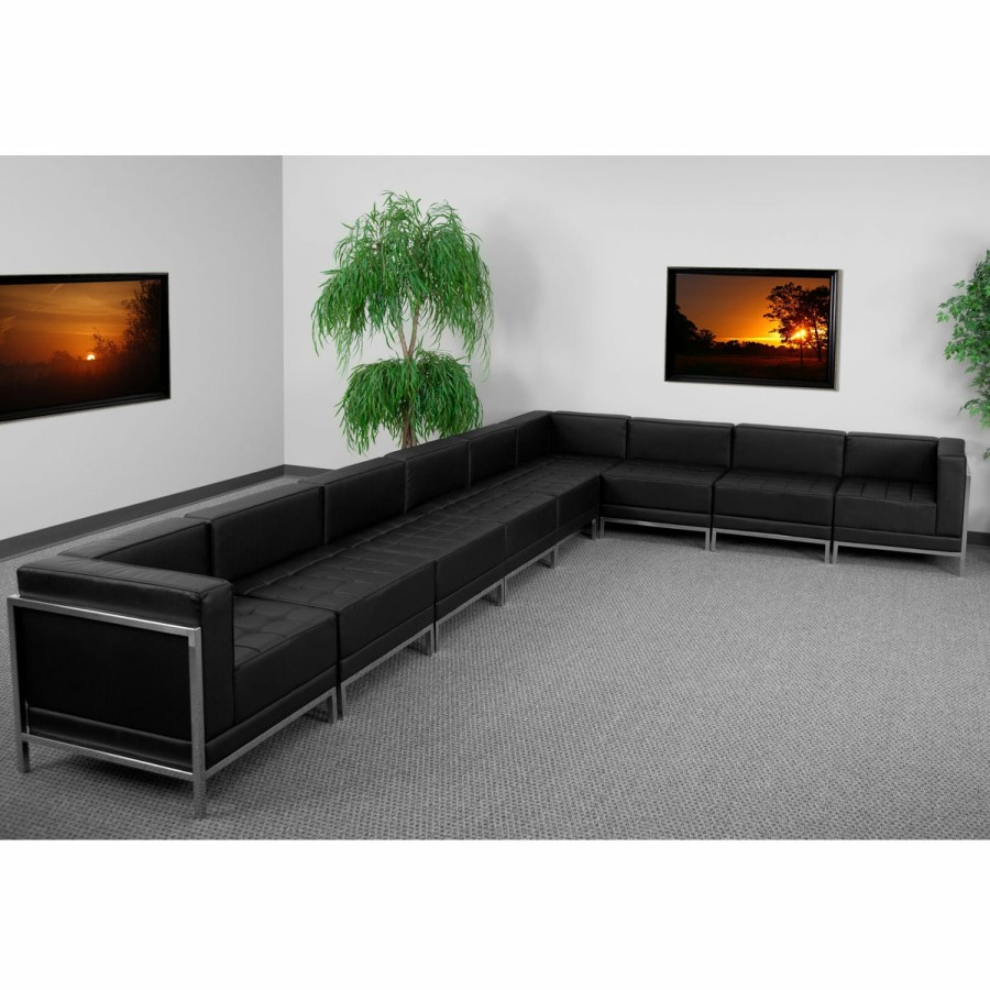 Office & Reception FLASH Modular Reception Sets | Hercules Imagination Series Leathersoft Sectional Configuration, 9 Pieces