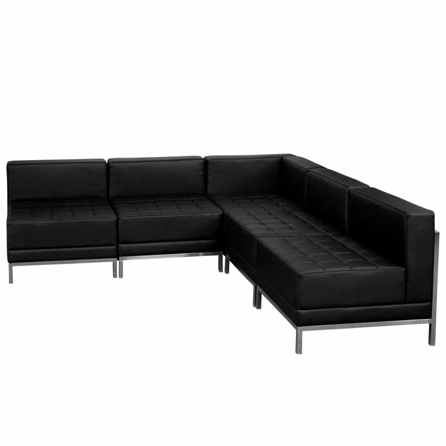 Office & Reception FLASH Modular Reception Sets | Hercules Imagination Series Leathersoft Sectional Configuration, 5 Pieces