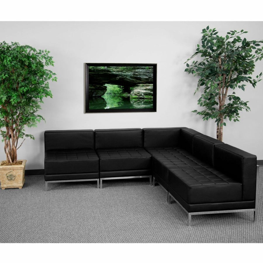 Office & Reception FLASH Modular Reception Sets | Hercules Imagination Series Leathersoft Sectional Configuration, 5 Pieces