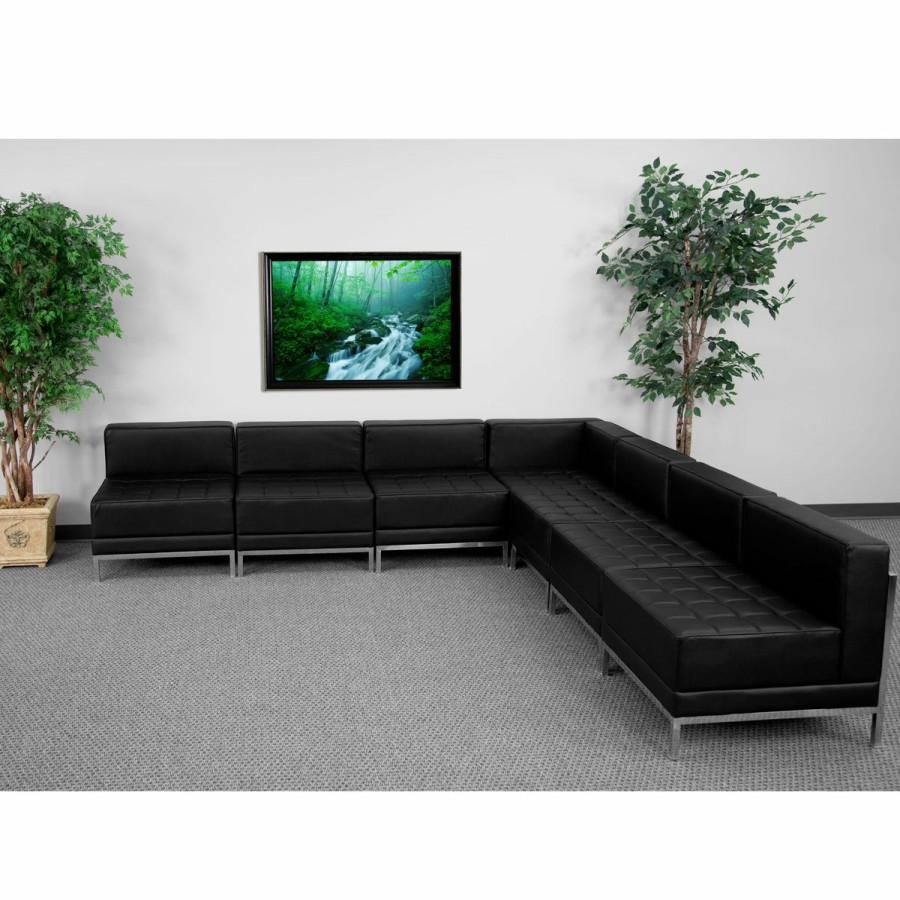 Office & Reception FLASH Modular Reception Sets | Hercules Imagination Series Leathersoft Sectional Configuration, 7 Pieces