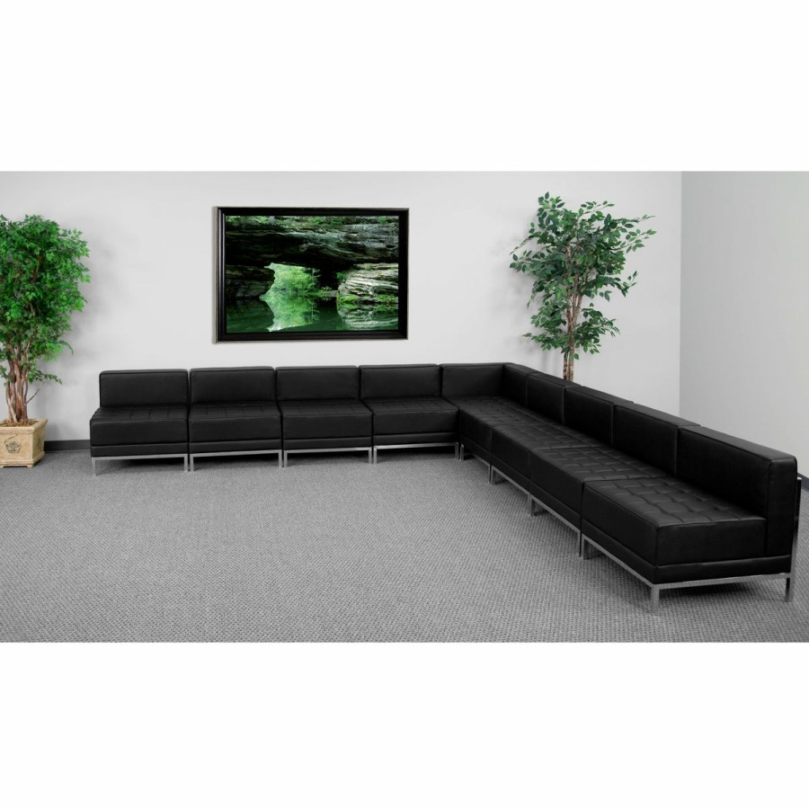 Office & Reception FLASH Modular Reception Sets | Hercules Imagination Series Leathersoft Sectional Configuration, 9 Pieces