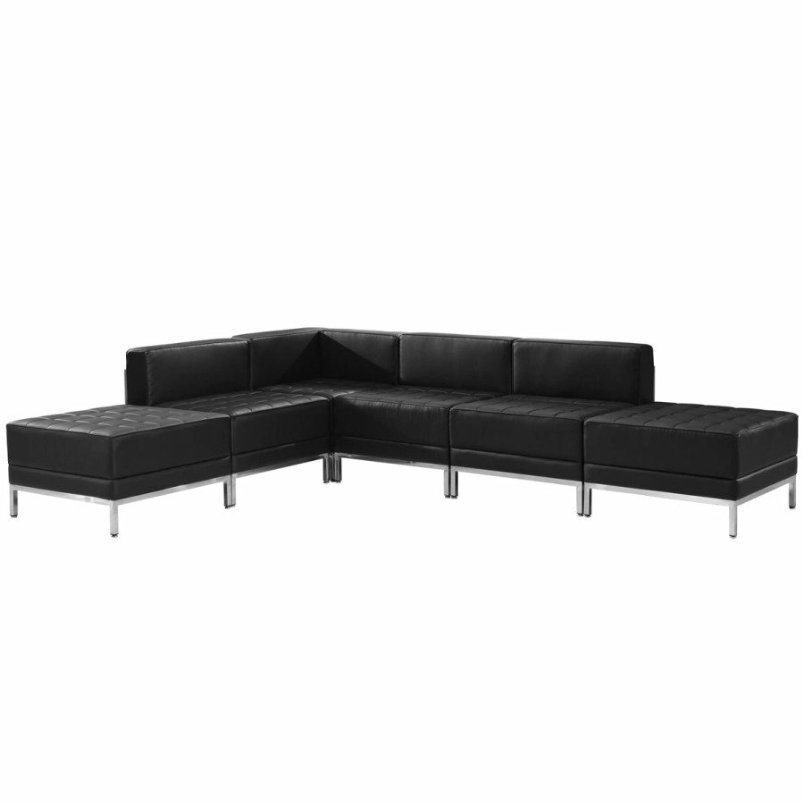 Office & Reception FLASH Modular Reception Sets | Hercules Imagination Series Leathersoft Sectional Configuration, 6 Pieces