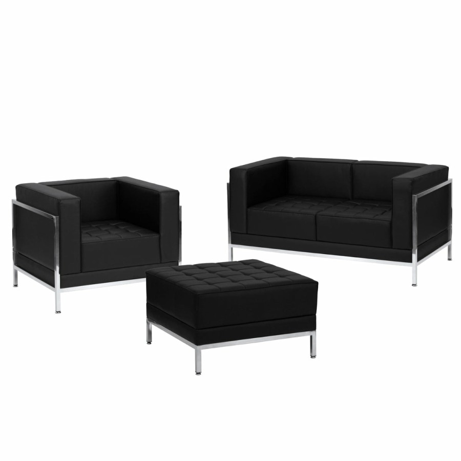 Office & Reception FLASH Modular Reception Sets | Hercules Imagination Series Leathersoft Loveseat, Chair & Ottoman Set