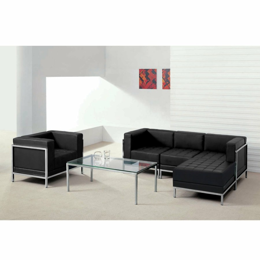 Office & Reception FLASH Modular Reception Sets | Hercules Imagination Series Leathersoft Sectional & Chair, 5 Pieces