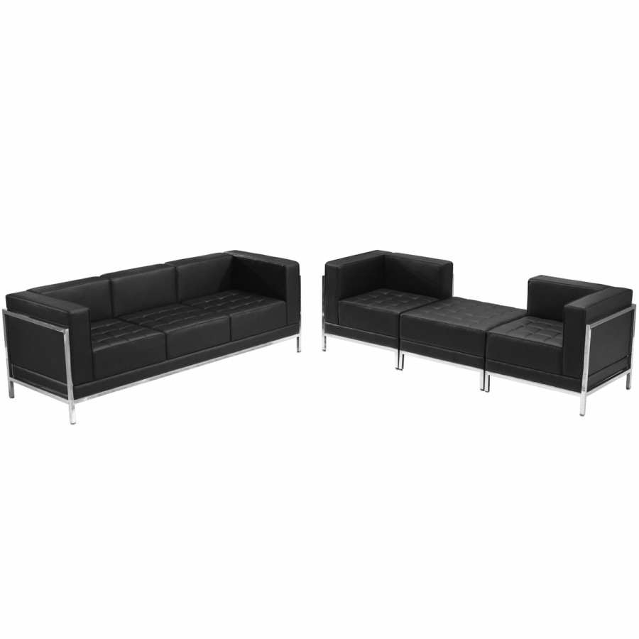 Office & Reception FLASH Modular Reception Sets | Hercules Imagination Series Leathersoft Sofa & Lounge Chair Set, 4 Pieces