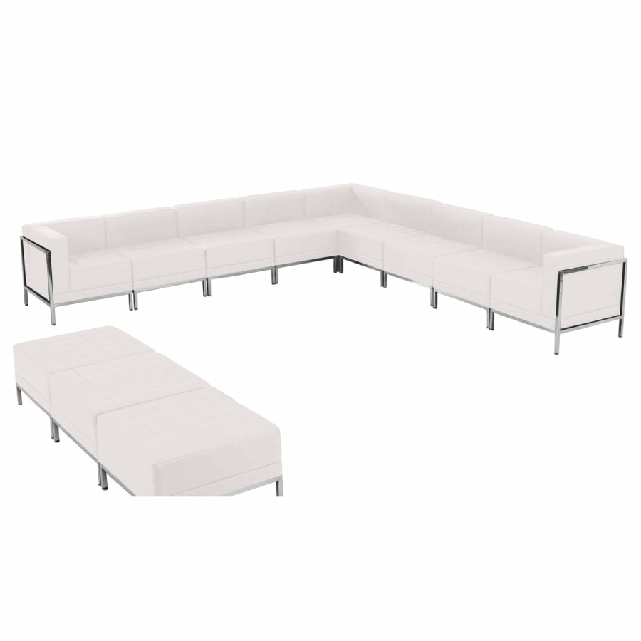 Office & Reception FLASH Modular Reception Sets | Hercules Imagination Series Leathersoft Sectional & Ottoman Set, 12 Pieces