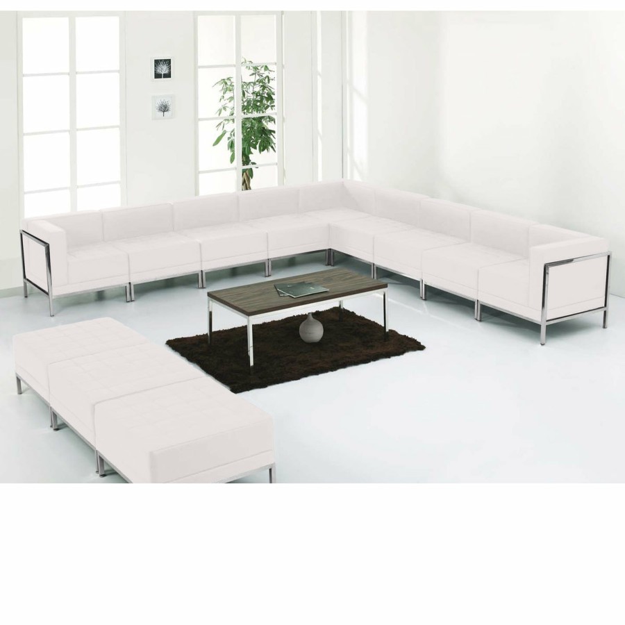 Office & Reception FLASH Modular Reception Sets | Hercules Imagination Series Leathersoft Sectional & Ottoman Set, 12 Pieces