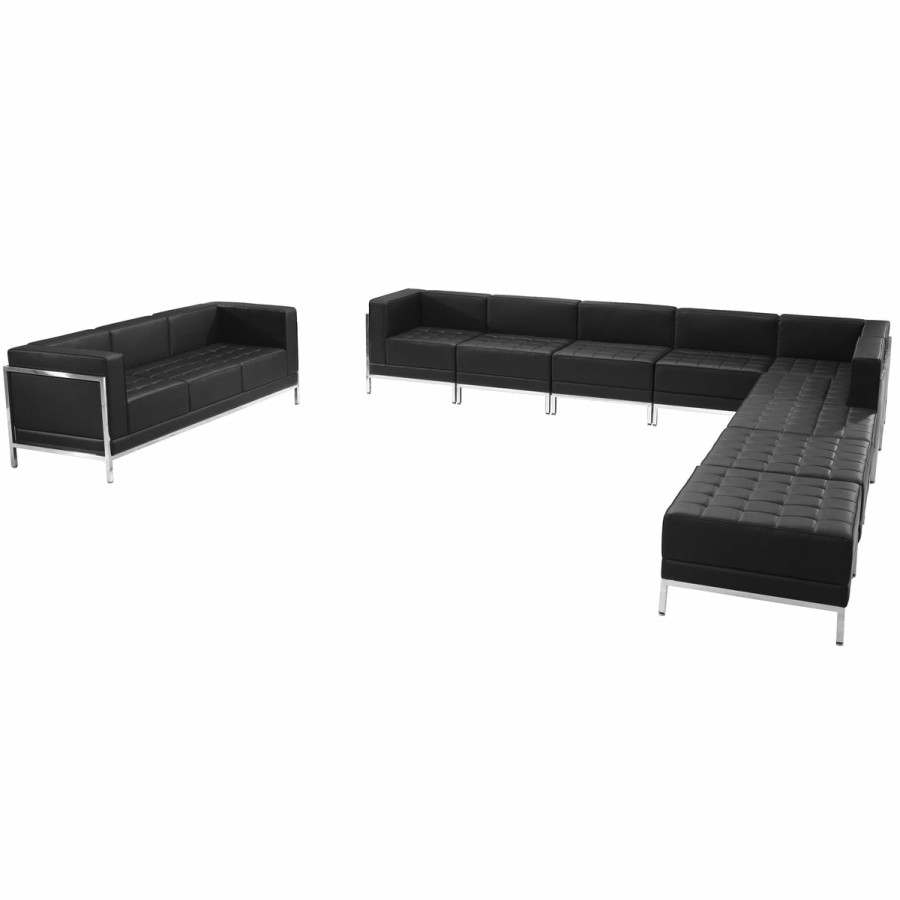 Office & Reception FLASH Modular Reception Sets | Hercules Imagination Series Leathersoft Sectional & Sofa Set, 10 Pieces