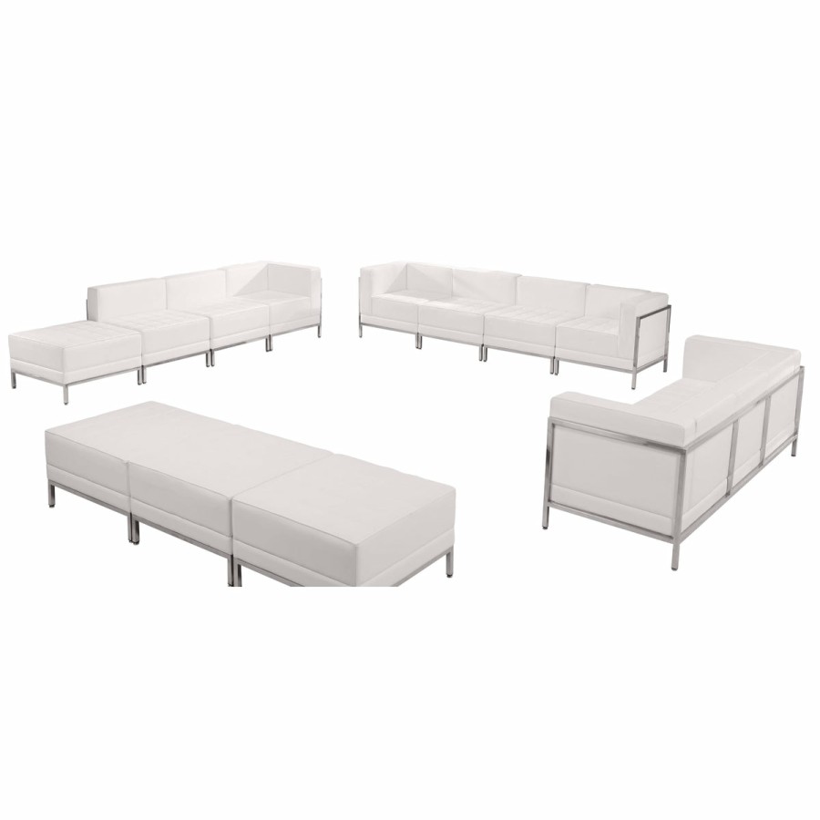 Office & Reception FLASH Modular Reception Sets | Hercules Imagination Series Leathersoft Sofa, Lounge & Ottoman Set, 12 Pieces