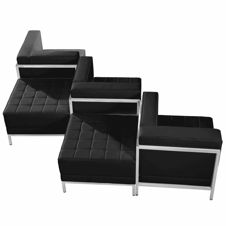 Office & Reception FLASH Modular Reception Sets | Hercules Imagination Series Leathersoft 5 Piece Chair & Ottoman Set