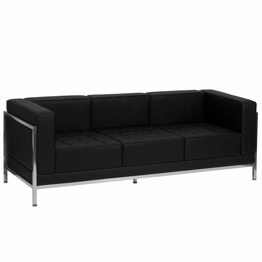 Office & Reception FLASH Modular Reception Sofas | Hercules Imagination Series Contemporary Leathersoft Modular Sofa With Quilted Tufted Seat And Encasing Frame