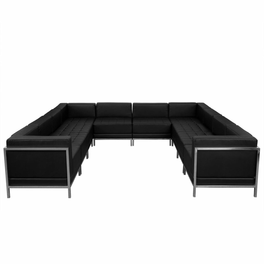 Office & Reception FLASH Modular Reception Sets | Hercules Imagination Series Leathersoft U-Shape Sectional Configuration, 10 Pieces