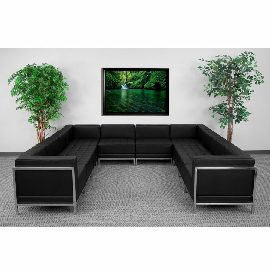 Office & Reception FLASH Modular Reception Sets | Hercules Imagination Series Leathersoft U-Shape Sectional Configuration, 10 Pieces