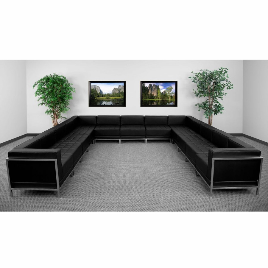 Office & Reception FLASH Modular Reception Sets | Hercules Imagination Series Leathersoft U-Shape Sectional Configuration, 13 Pieces