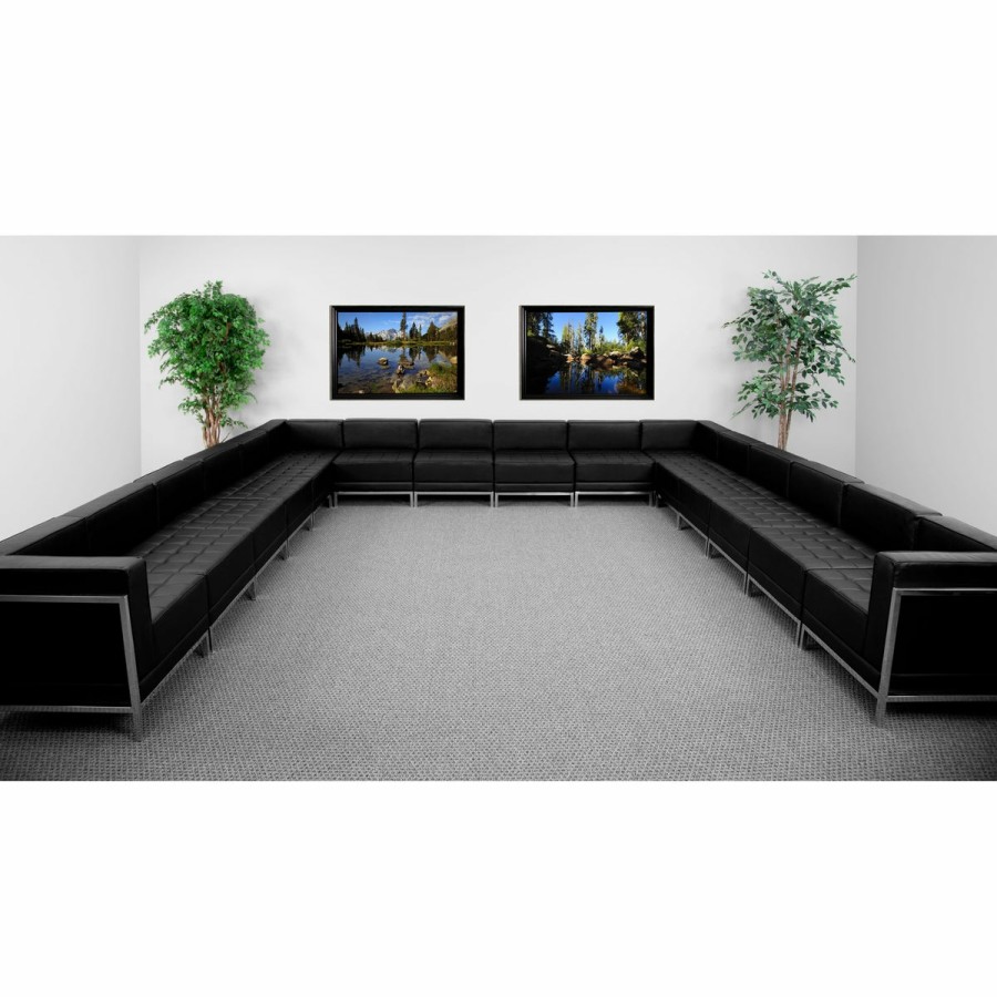 Office & Reception FLASH Modular Reception Sets | Hercules Imagination Series Leathersoft U-Shape Sectional Configuration, 16 Pieces