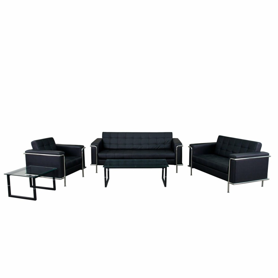 Office & Reception FLASH Reception Sets | Hercules Leathersoft Double Stitch Detail Reception Set With Encasing Frame