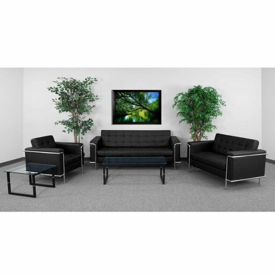 Office & Reception FLASH Reception Sets | Hercules Leathersoft Double Stitch Detail Reception Set With Encasing Frame