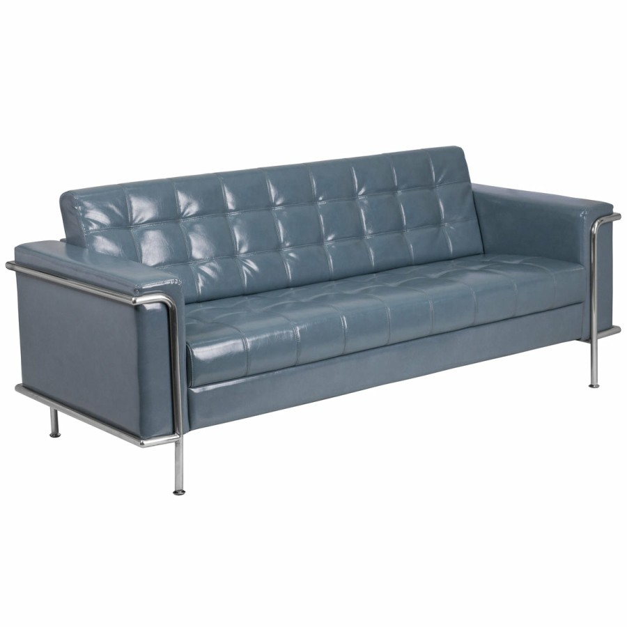 Office & Reception FLASH Reception Sofas | Hercules Lesley Series Contemporary Leathersoft Double Stitch Detail Sofa With Encasing Frame