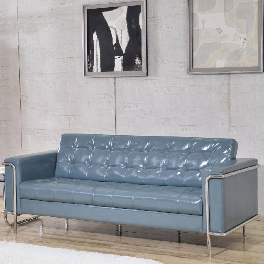 Office & Reception FLASH Reception Sofas | Hercules Lesley Series Contemporary Leathersoft Double Stitch Detail Sofa With Encasing Frame