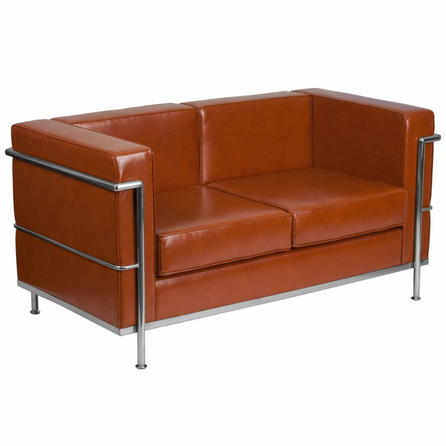 Office & Reception FLASH Reception Loveseats | Hercules Regal Series Contemporary Leathersoft Loveseat With Encasing Frame