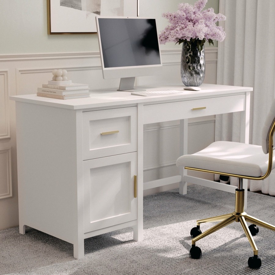 Office & Reception MARTHA STEWART Desks | Hutton Shaker Style Home Office Desk With Storage