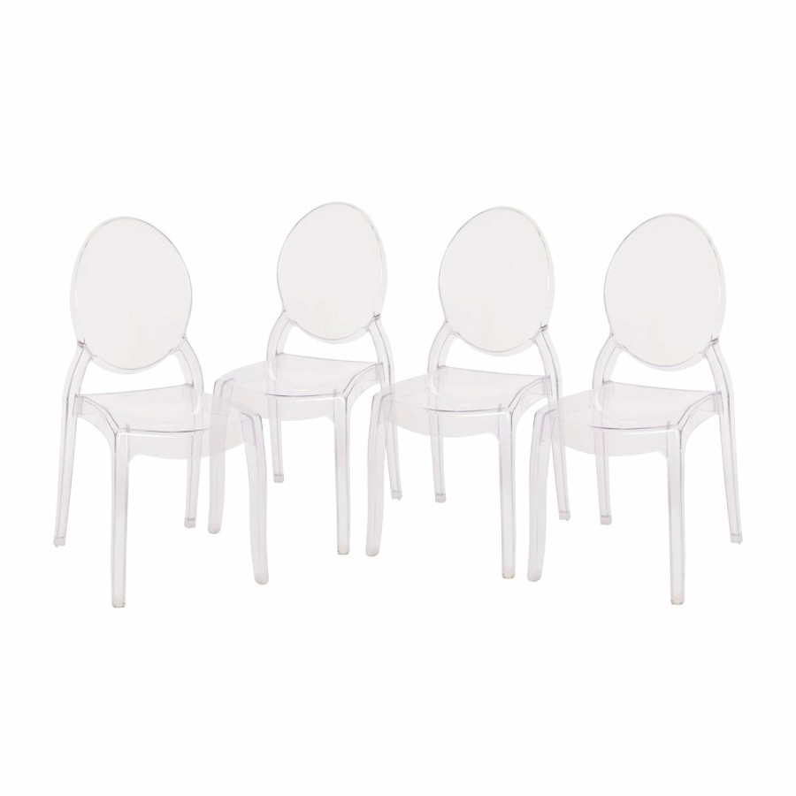 Folding & Event FLASH Ghost Chairs & Stools | Set Of 4 Extra Wide Resin 700 Lb. Weight Capacity Banquet And Event Ghost Chairs For Indoor/Outdoor Use