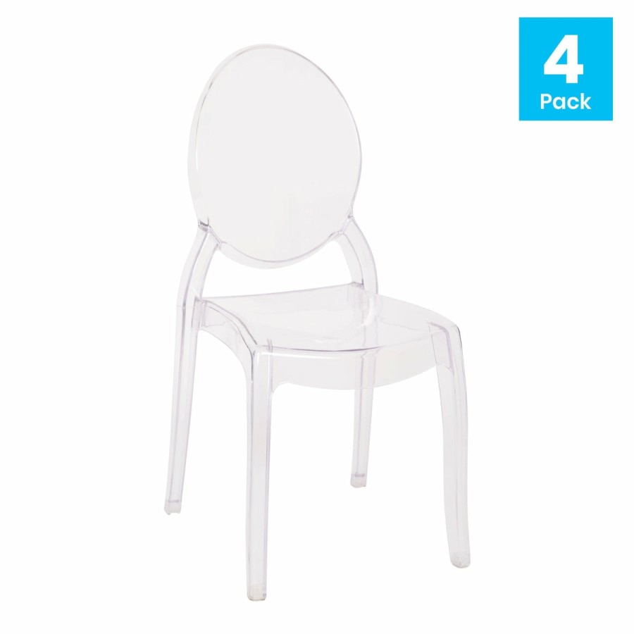 Folding & Event FLASH Ghost Chairs & Stools | Set Of 4 Extra Wide Resin 700 Lb. Weight Capacity Banquet And Event Ghost Chairs For Indoor/Outdoor Use